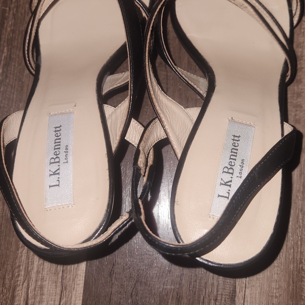 LK Bennett Addie Black Single Sole Mid Heel Sandal Size 38 - Picture 6 of 8